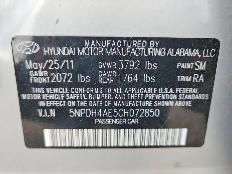 2012 HYUNDAI ELANTRA GLS  