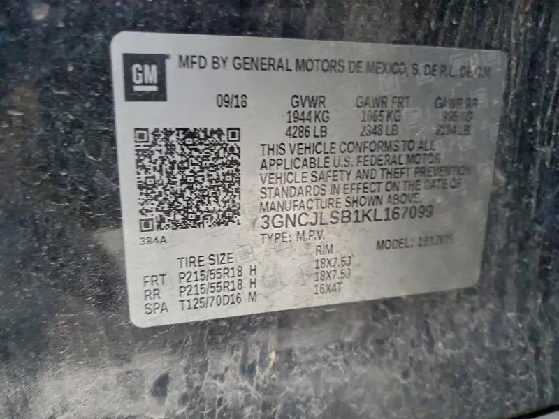 2019 CHEVROLET TRAX 1LT  