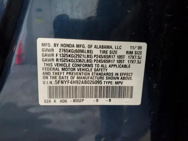 2010 HONDA PILOT TOURING  