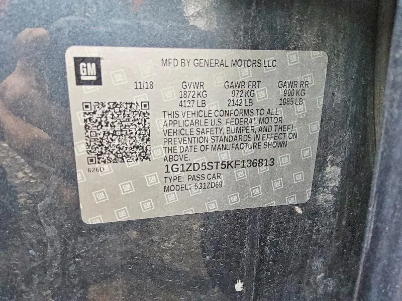 2019 CHEVROLET MALIBU LT  