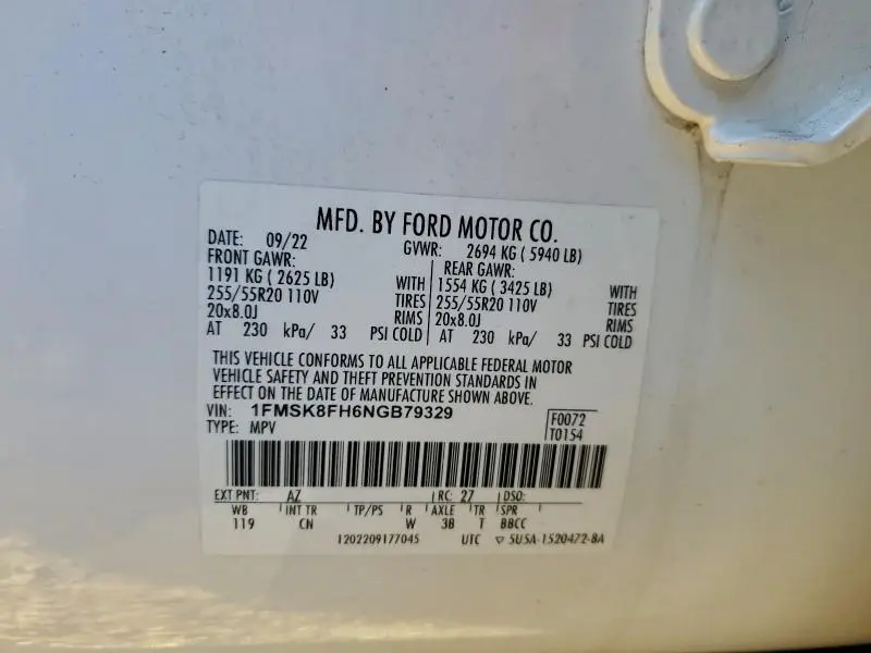 2022 FORD EXPLORER LIMITED  