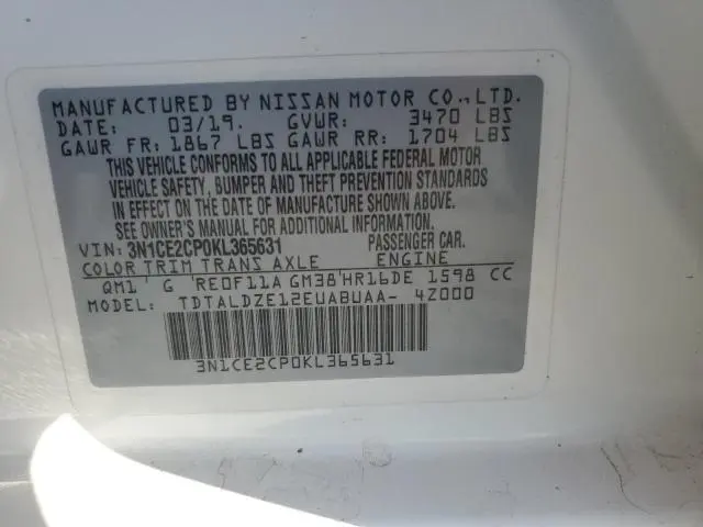 2019 NISSAN VERSA NOTE S  