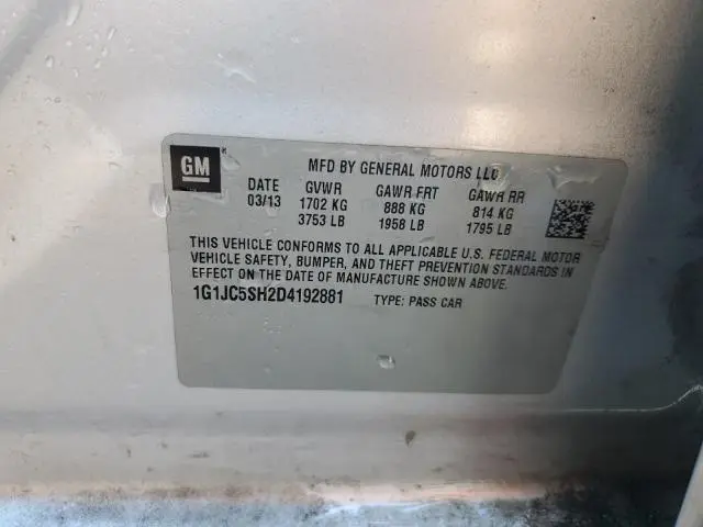 2013 CHEVROLET SONIC LT  