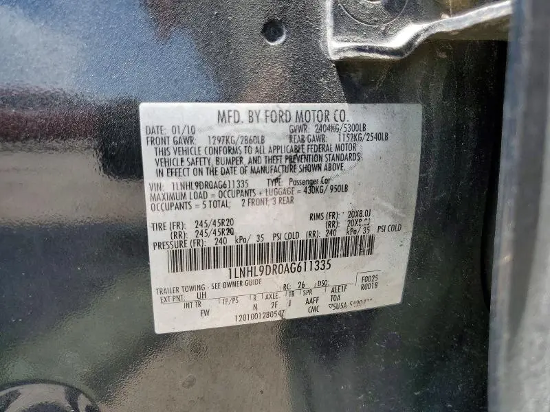 2010 LINCOLN MKS   