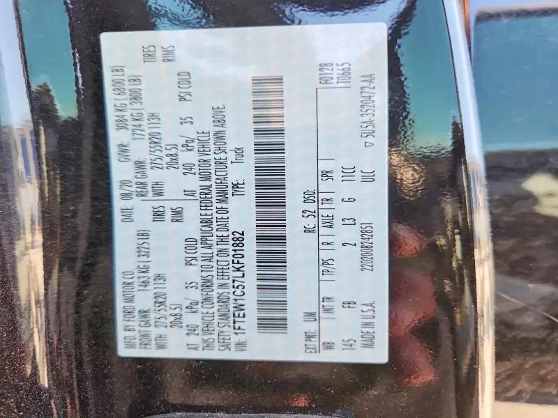 2020 FORD F150 SUPERCREW  