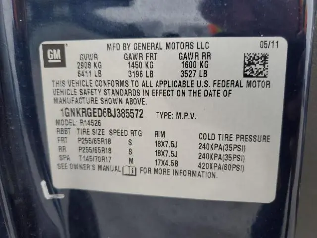 2011 CHEVROLET TRAVERSE LT  