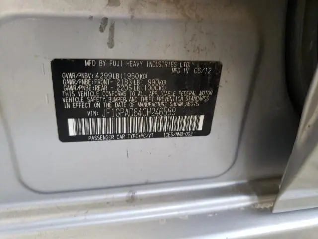 2012 SUBARU IMPREZA PREMIUM  