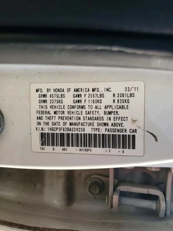 2011 HONDA ACCORD EXL  