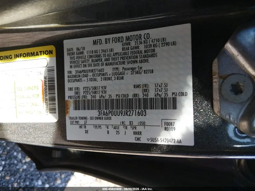 2018 FORD FUSION HYBRID S