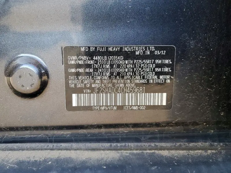 2012 SUBARU FORESTER 2.5X PREMIUM  