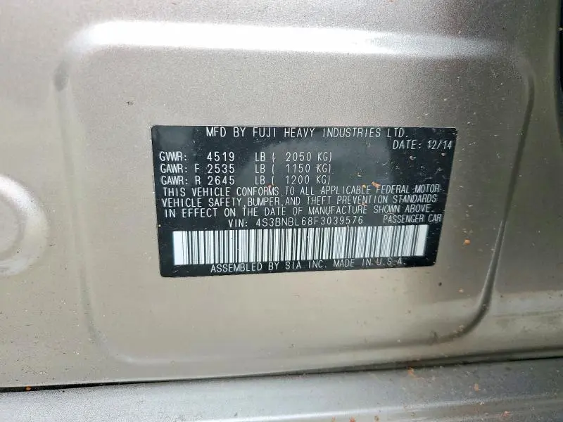 2015 SUBARU LEGACY 2.5I LIMITED  