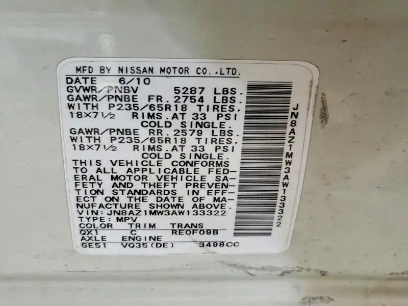 2010 NISSAN MURANO S  