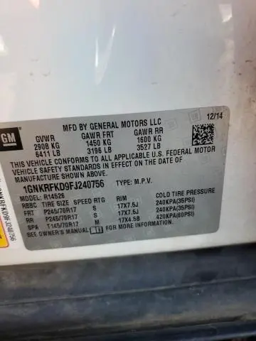 2015 CHEVROLET TRAVERSE LS  