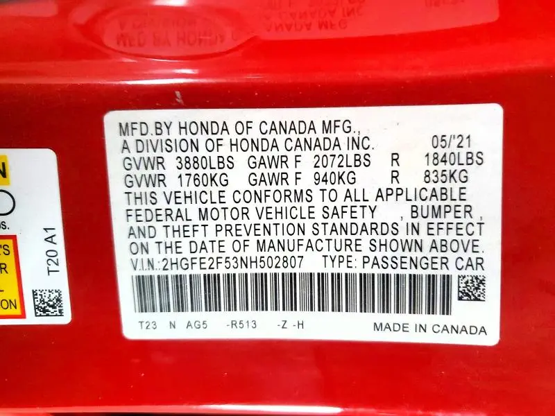 2022 HONDA CIVIC SPORT  