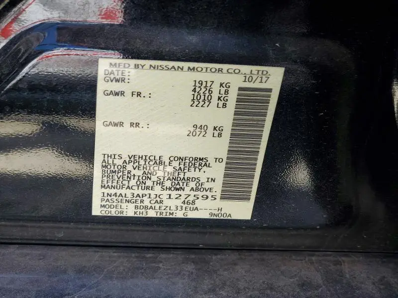 2018 NISSAN ALTIMA 2.5 S  