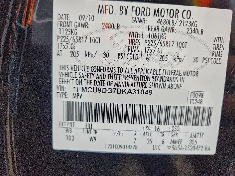 2011 FORD ESCAPE XLT  