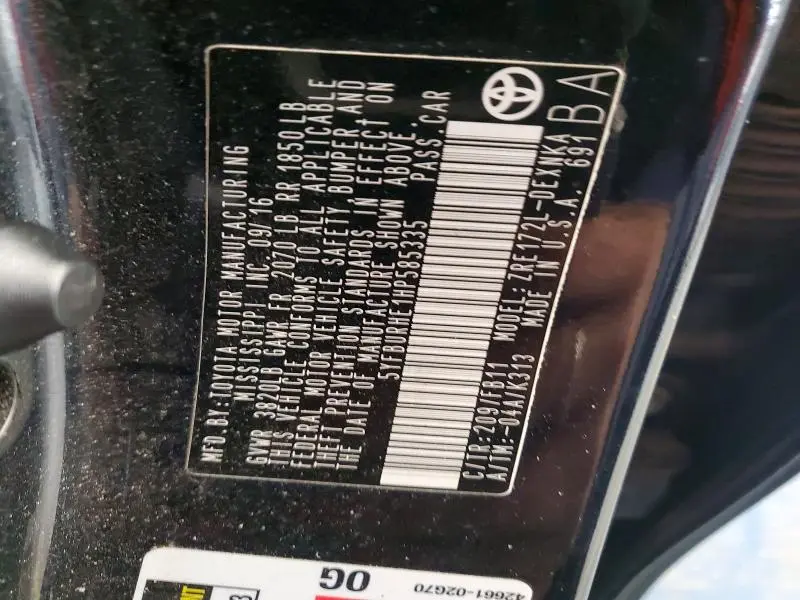 2017 TOYOTA COROLLA L  