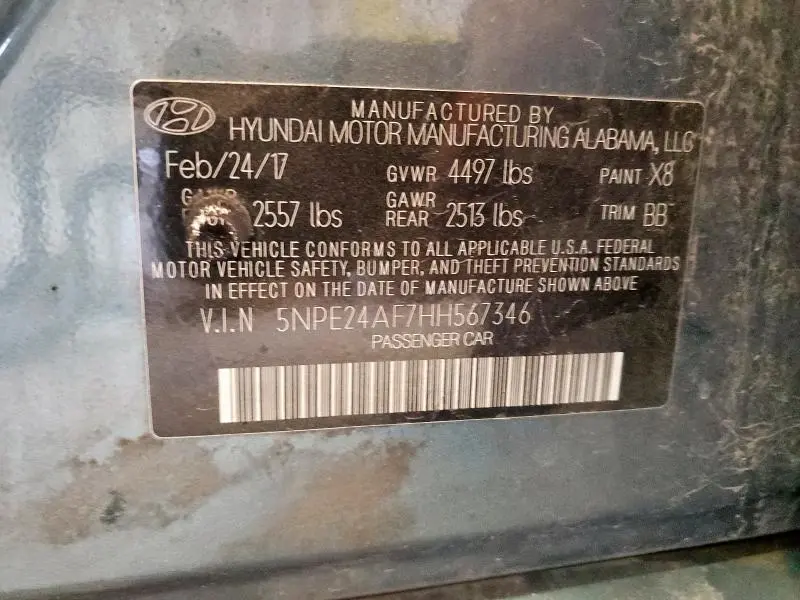 2017 HYUNDAI SONATA SE  
