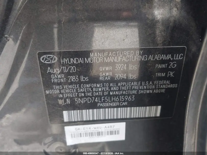 2020 HYUNDAI ELANTRA SE