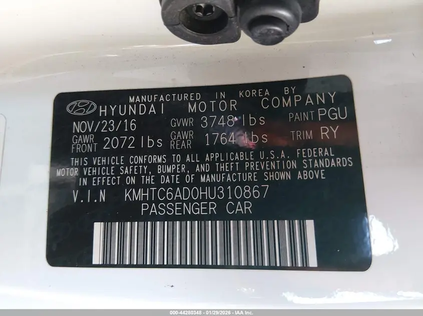 2017 HYUNDAI VELOSTER  