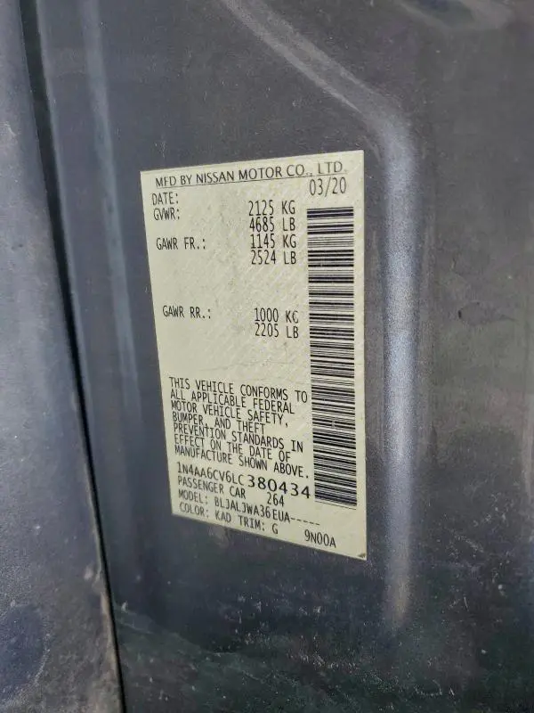 2020 NISSAN MAXIMA SV  