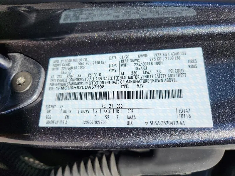 2020 FORD ESCAPE SEL  