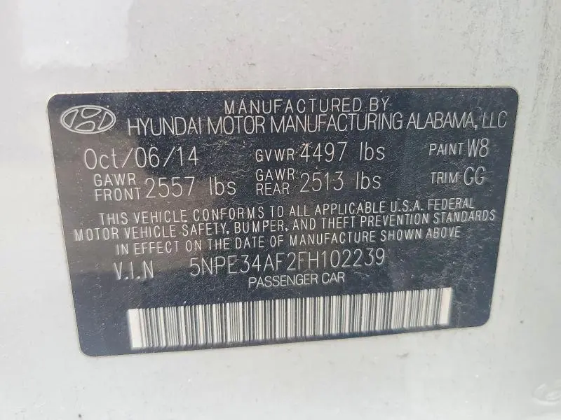 2015 HYUNDAI SONATA LIMITED  