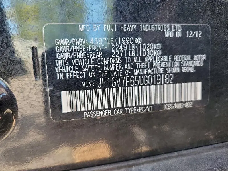 2013 SUBARU IMPREZA WRX  