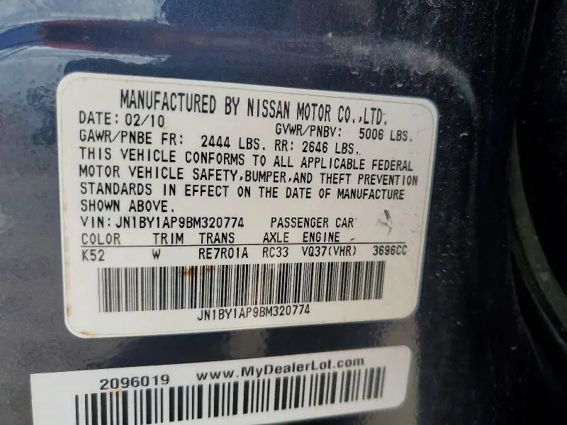 2011 INFINITI M37 BASE  