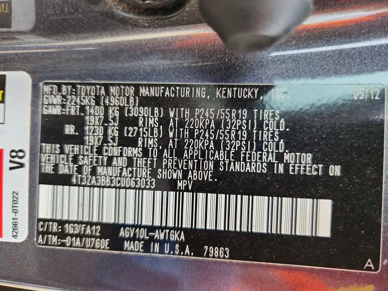 2012 TOYOTA VENZA LE  