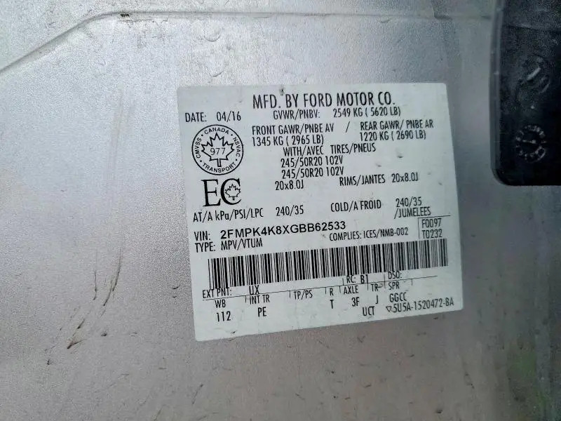 2016 FORD EDGE TITANIUM  