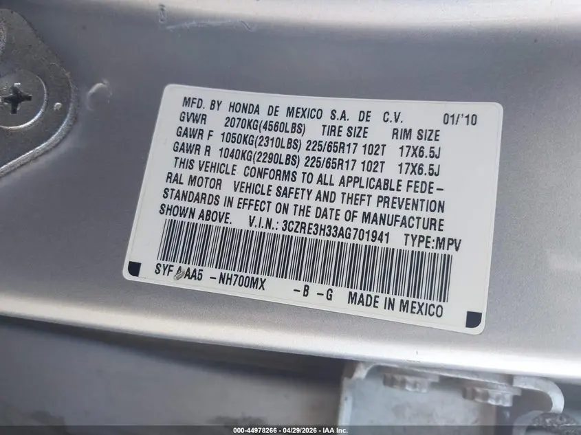 2010 HONDA CR-V LX