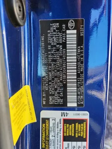 2011 TOYOTA CAMRY LE  