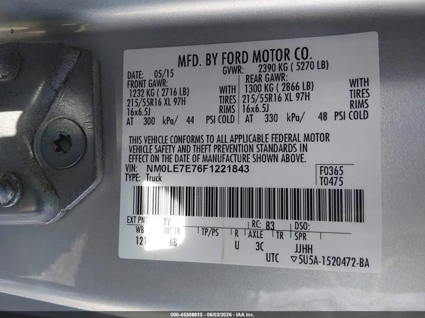 2015 FORD TRANSIT CONNECT XL
