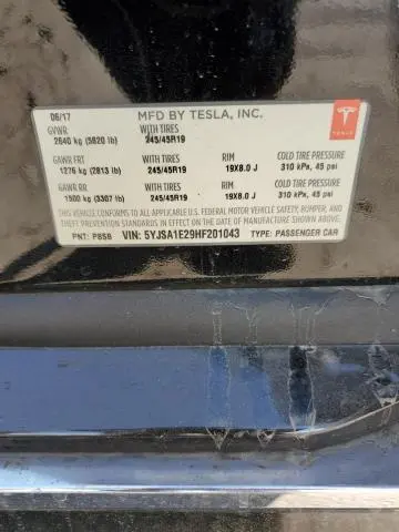 2017 TESLA MODEL S   