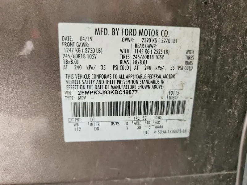 2019 FORD EDGE SEL  