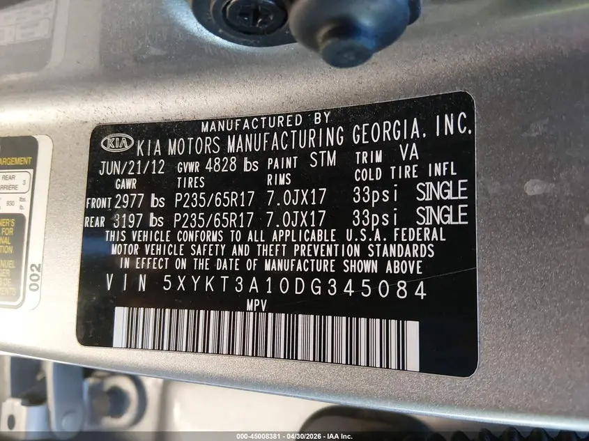 2013 KIA SORENTO LX