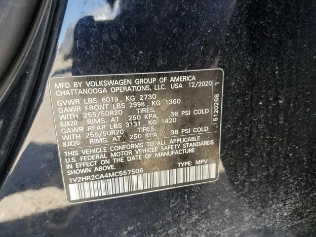 2021 VOLKSWAGEN ATLAS SE  