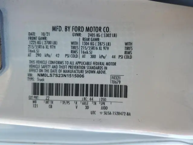 2022 FORD TRANSIT CONNECT XL  
