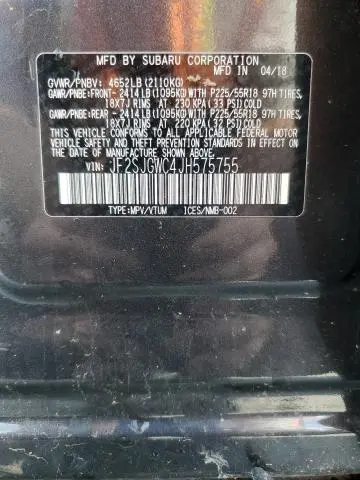 2018 SUBARU FORESTER 2.0XT TOURING  