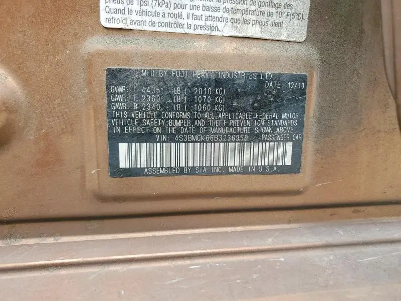 2011 SUBARU LEGACY 2.5I LIMITED  