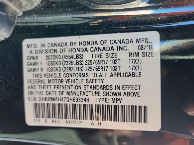 2016 HONDA CR-V SE  