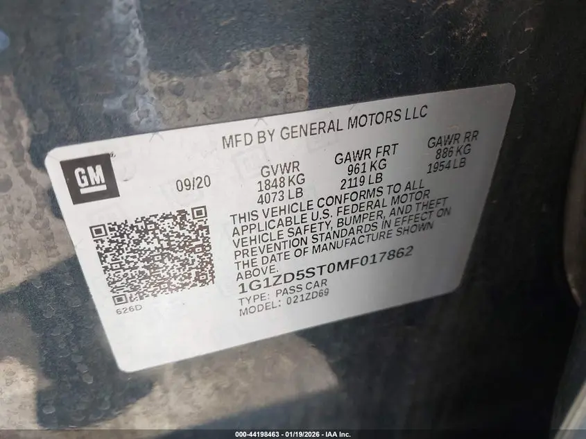 2021 CHEVROLET MALIBU FWD LT