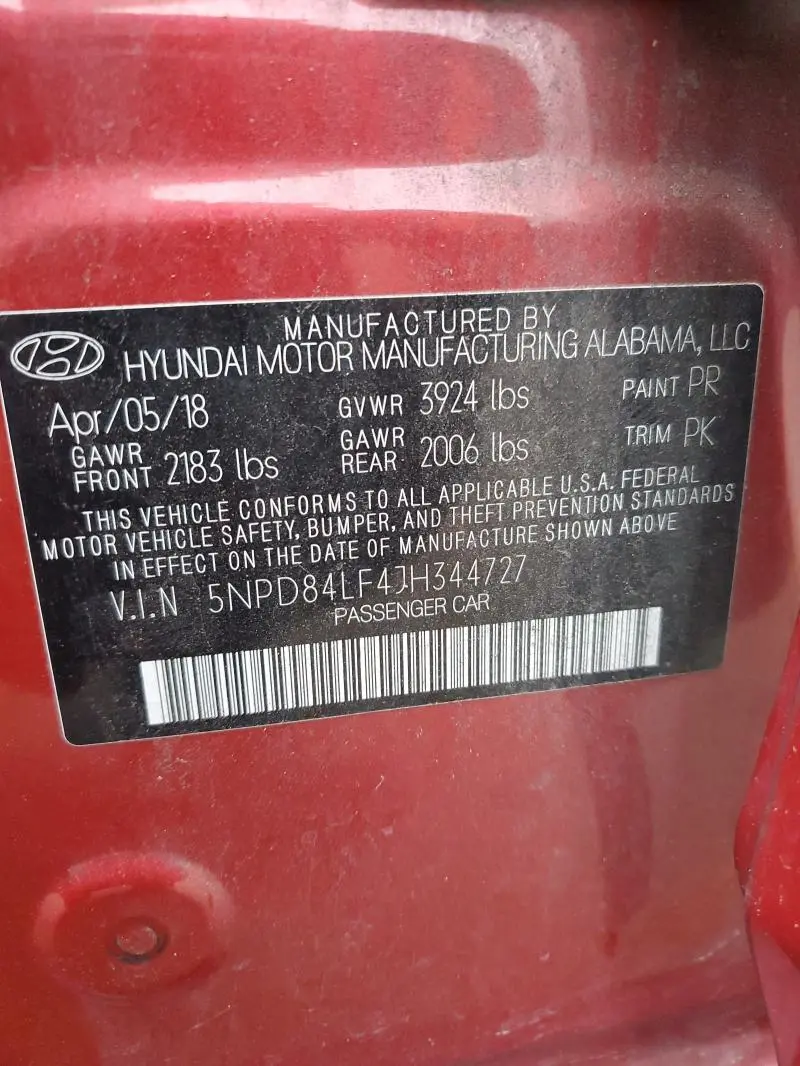 2018 HYUNDAI ELANTRA SEL  