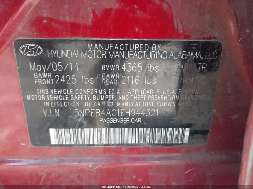 2014 HYUNDAI SONATA GLS