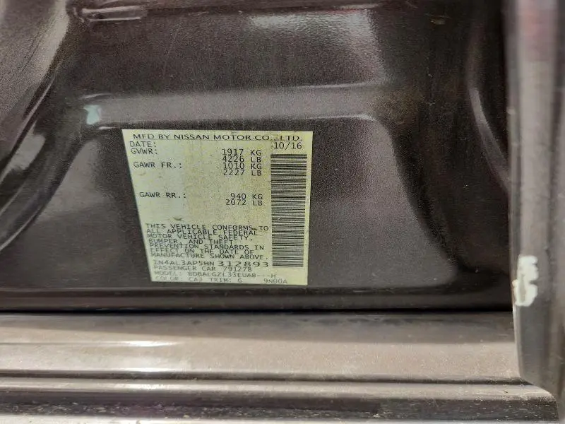 2017 NISSAN ALTIMA 2.5 S  
