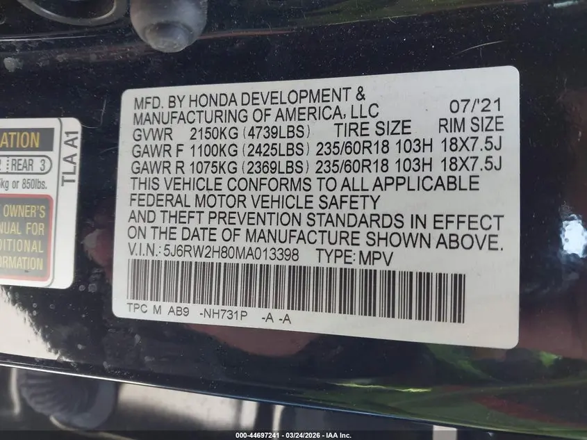 2021 HONDA CR-V AWD EX-L