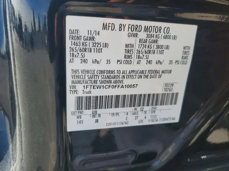 2015 FORD F150 SUPERCREW  