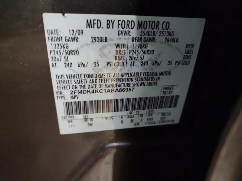 2010 FORD EDGE LIMITED  