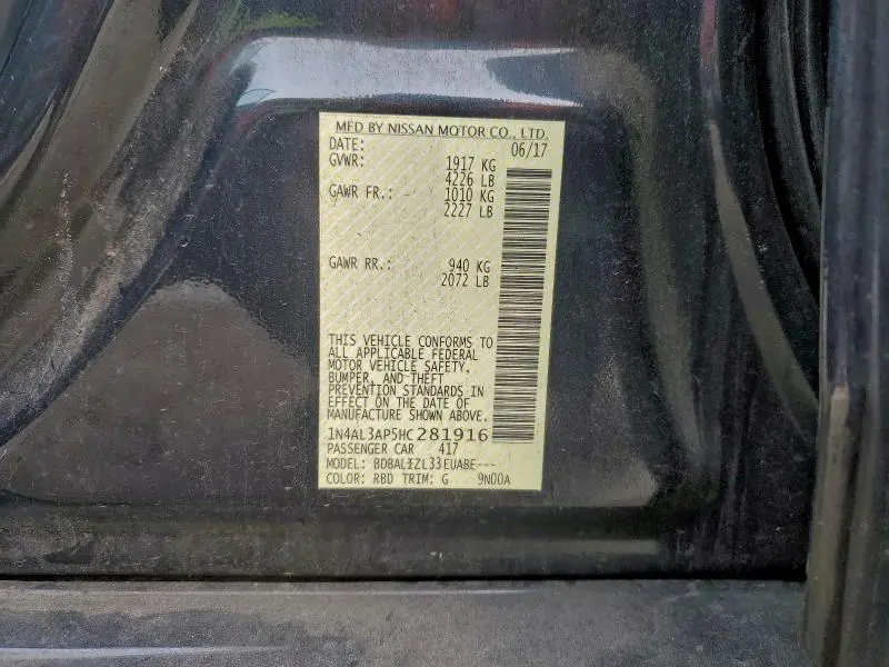 2017 NISSAN ALTIMA 2.5  